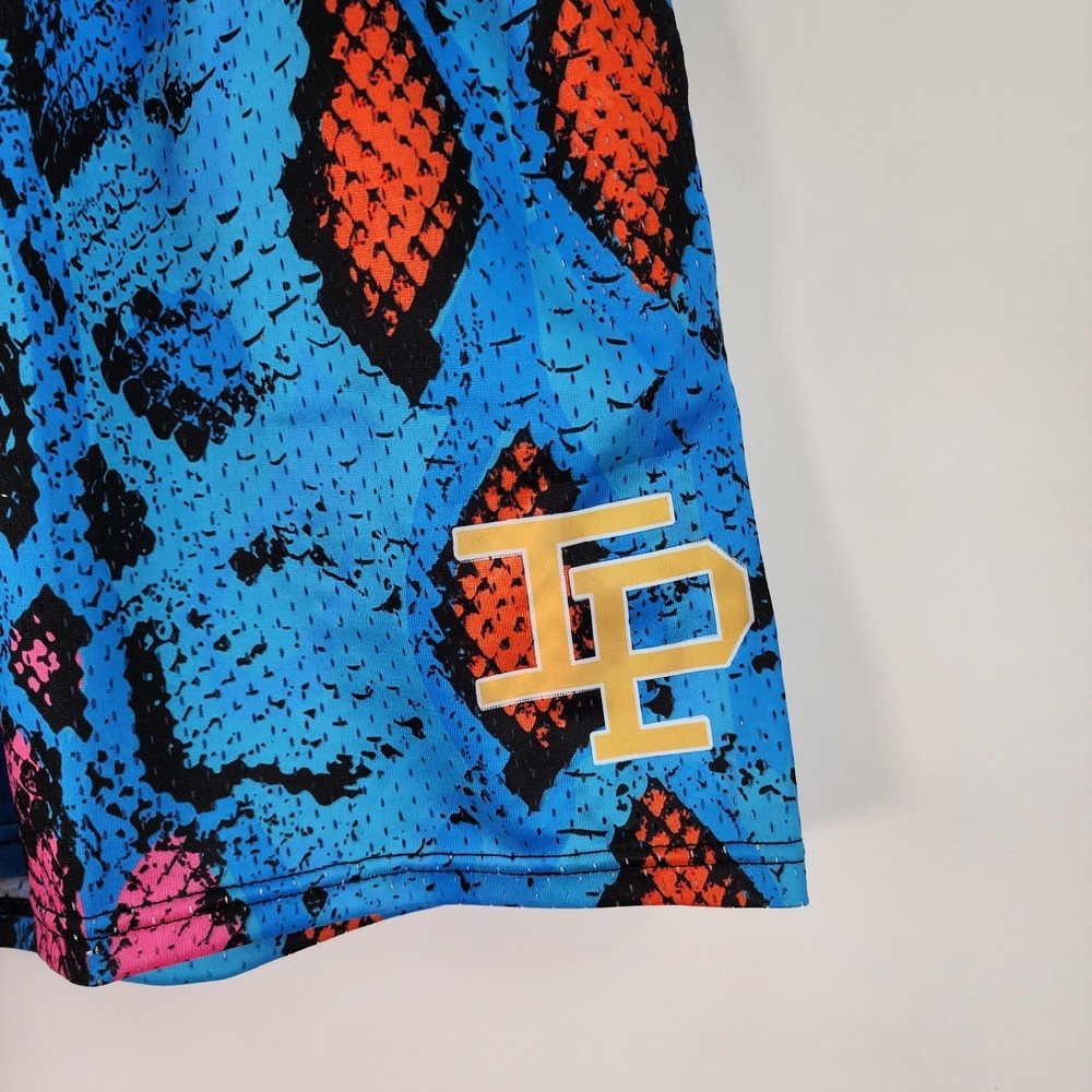 Inaka Power Snake Print Mesh Athletic Shorts Men's S Blue Orange Pink - Picture 2 of 10